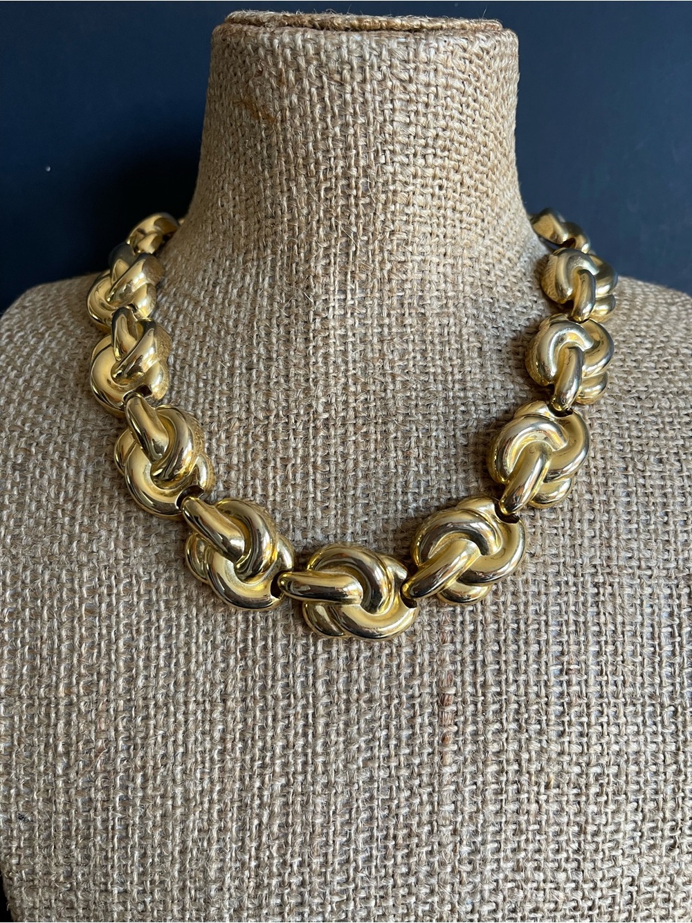 Vintage Anne Klein Gold Link Statement Necklace.